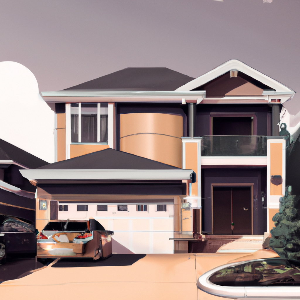 illustration of a townhouse, federal design, for the web, 2 story, 2 car garage